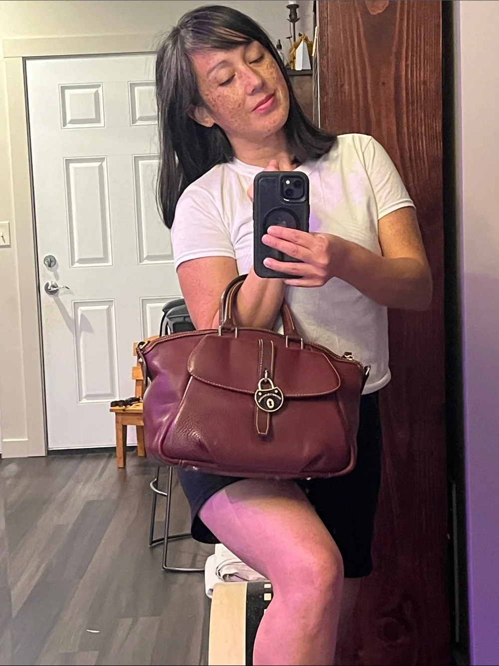 🍓TRADED🍓DOONEY & BOURKE Dark Red Samba Satchel w/ Dooney Lock